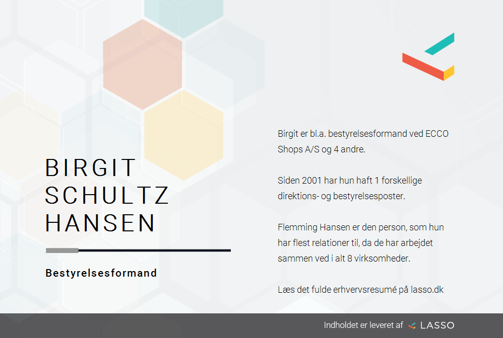 Politisk hvis plakat Birgit Schultz Hansen - Roller i dansk erhvervsliv